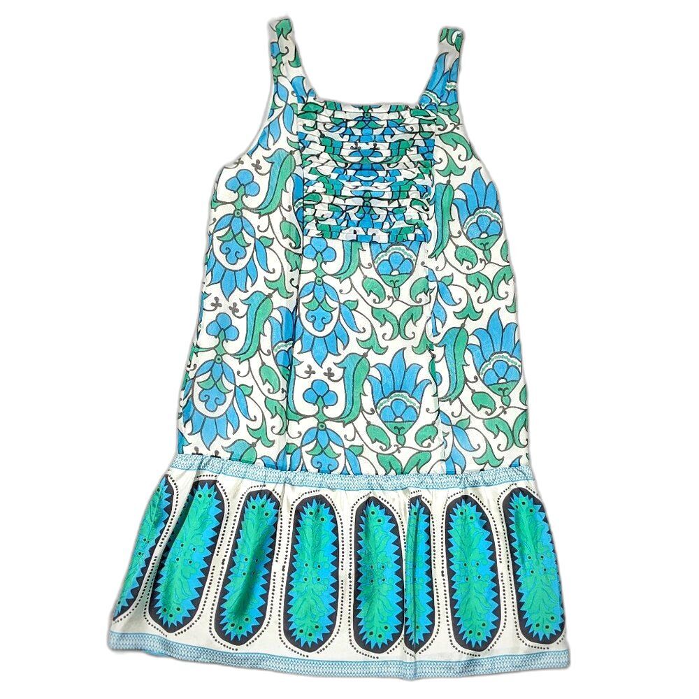 HOSS INTROPIA/ Anthro 100% Silk Paisley Pleat Front Drop Waist Mini Dress Sz 6/8